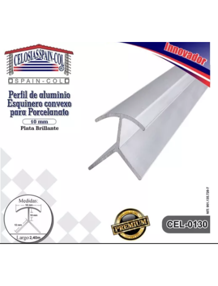 PERFIL ALUMINIO ESQUINERO CONVEXO 12MM CEL-0130 2.40 METROS