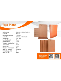 TEJA PLANA LISA COLONIAL ROJA 20X35 