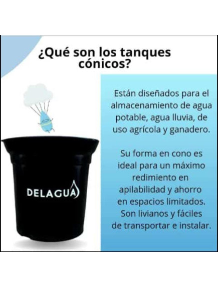 TANQUE PLÁSTICO 500 LTS CONICO NEGRO 