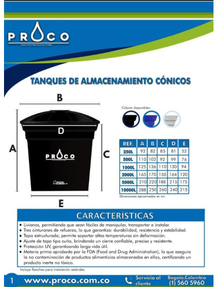 TANQUE PLÁSTICO 500 LTS CONICO NEGRO 