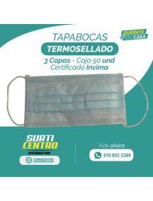 TAPABOCAS TERMOSELLADO X 50 UNIDADES