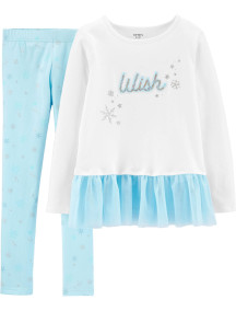 Conjunto de leggings de copo de nieve y top con peplum Wish de 2 piezas	Carter´s