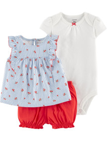 Conjunto de pantalón corto floral de 3 piezas	Carter´s